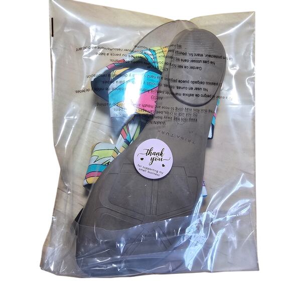 Fabulous Trina Turk Printed wrap Around 60s 70s Groovy Retro Sandals Size 10 - Picture 10 of 11